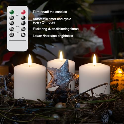 Image of GenSwin Rechargeable Tea Lights Battery Operated, Rechargeable Candles with Remote Timer, LED Tea Lights with Charging Cable, 6 Pack Real Wax LED Votive Candles for Home Decor (White, 2 x 3.2 Inch)