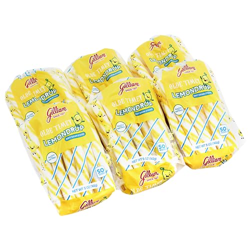All City Candy Gilliam Olde Timey Soft Sticks, Lemon Drop Flavor, 5 oz. Bags, Pack of 6