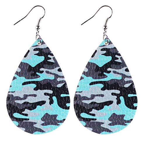 10 Pairs Camo Leather Drop Earrings Set Dainty Colorful Double Print Earrings Camouflage Teardrop Earrings for Women Jewelry4