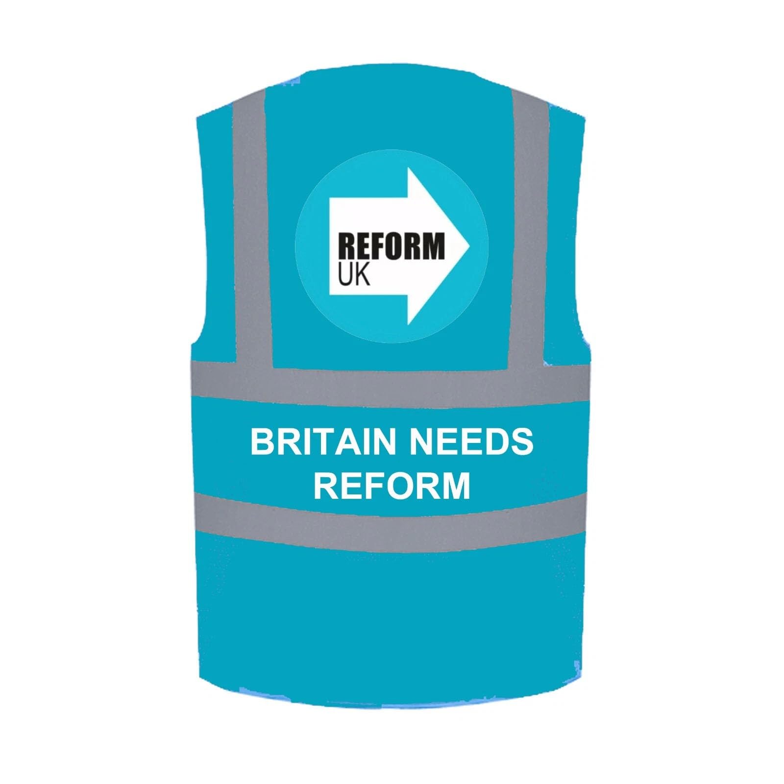 Reform UK Hi-Visibility Printed Executive Vest, Rally and Event Safety Wear (Blue, XXL)