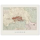 Vintage London England Map Prints, 1 (11x14) Unframed Photos, Wall Art Decor Gifts Under 15 for Home Office Studio Lounge Shop Man Cave College Student Teacher Coach World Travel Geography Fan
