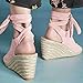ZBYY Platform Wedges Sandals for Women,Summer Strappy Lace Up Ankle-Strap Peep Toe Espadrilles Wedge Heel Sandals Shoes