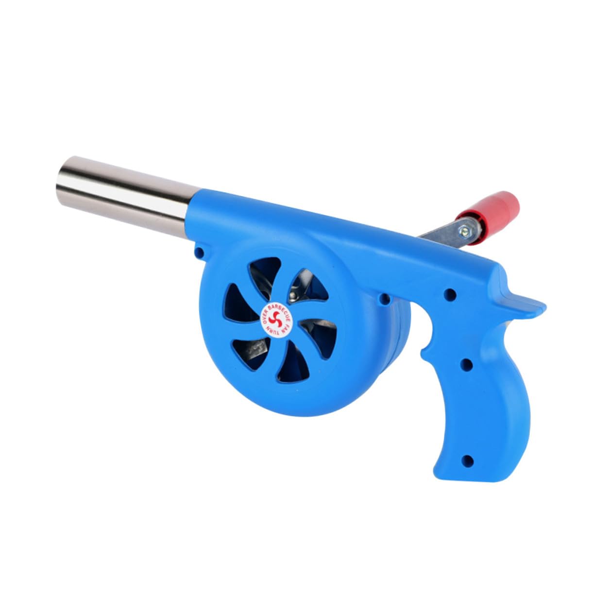 Soplador de Aire Manual para Barbacoa al Aire Libre Ventilador de Manivela Azul Engranajes de Hierro Fundido Herramienta Portátil para Encender Fuego Parrillas y Fogatas