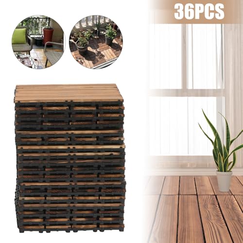 Losetas de suelo encajables de madera dura para terraza 36 uds 6