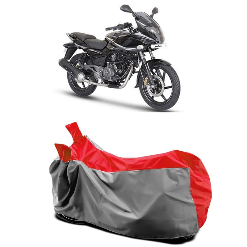 Image of DUFFEL-Two Wheeler Bike Body Cover Compatible for Bajaj Pulsar 220 Bs6 Heat Protectio /UV-Rays /Birds Dropping /DustProof /Waterproof All Variants [Gray Red]
