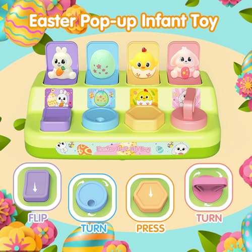 Image of Easter Pop Up Toys for Toddlers, Toddler Toys for Easter Bakset Stuffers, Early Educational Toys, Interactive Pop Up Easter Toys, Easter Toddler Toys for Boys and Girls Age 18+ Months