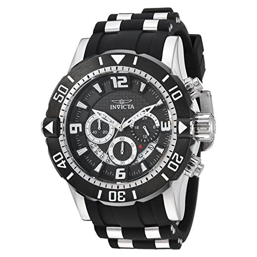 Invicta Men's Pro Diver Stainless Steel Quartz Diving Watch with Polyurethane Strap, Black, 26 (Model: 23696)