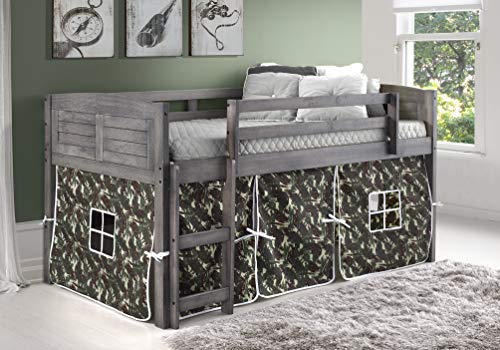 DONCO KIDS Louver Low Loft Bed with Camo Tent, Twin, Antique Grey - Thumbnail 5