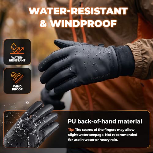 Image of rivmount Winter Gloves Women Men, Cold Weather Touch Screen Liner Glove, Windproof 3-Layers, for Running, Cycling, Biking, Hiking, Driving