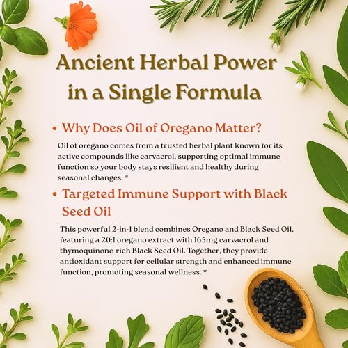 micro ingredients oil of oregano softgels 300 count  2 in 1 formulated with black seed oil 4x strength carvacrol amp thymoquinone  plant based non-gmo amp immune support