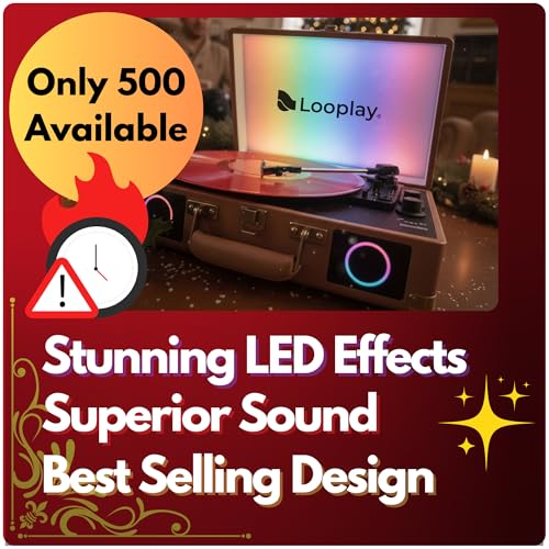 Premium Bluetooth Vinyl Record Player with Speakers & LED Lights – Portable Suitcase Turntable, 3-Speed LP Vinyl Player with Auto-Stop & RCA Output – Retro Gift, Exclusive Holiday Album Included - Les Beatles, Paul McCartney, John Lennon, RIngo Starr, George Harrison Premium Bluetooth Vinyl Record Player with Speakers & LED Lights – Portable Suitcase Turntable, 3-Speed LP Vinyl Player with Auto-Stop & RCA Output – Retro Gift, Exclusive Holiday Album Included – Image 6