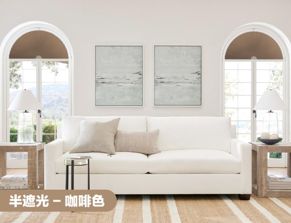 Arch Window Blackout Shades Pleated Window Shades Half Circle Cellular Window Shades Blinds with No Tools, Half-Round Shade Easy to Cut and Install (1, Coffee, 23inx46in (59cmx118cm))