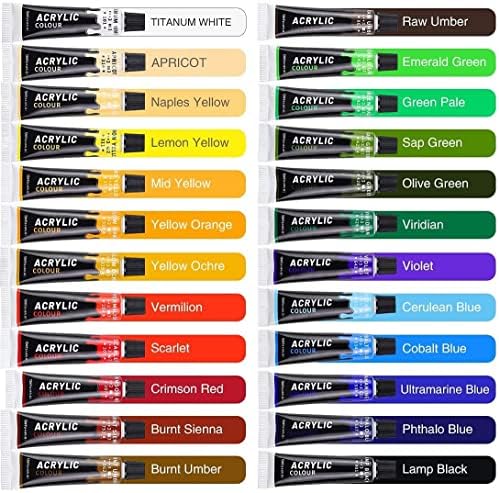 Colorful Acrylic Painting Kit - Paint Supplies Set with 24 Colors, 30 Brushes, 5 Canvases, 1 Pad, 2 Palette, 2 Sponge & 1 Wood Easel - Art Acrylic Paint Set for Beginners, Kids, Adults 9 51qN16wTyJL. AC