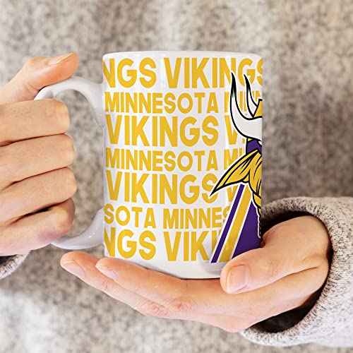Image of Rico Industries NFL Football Minnesota Vikings 15 oz White Ceramic Mug