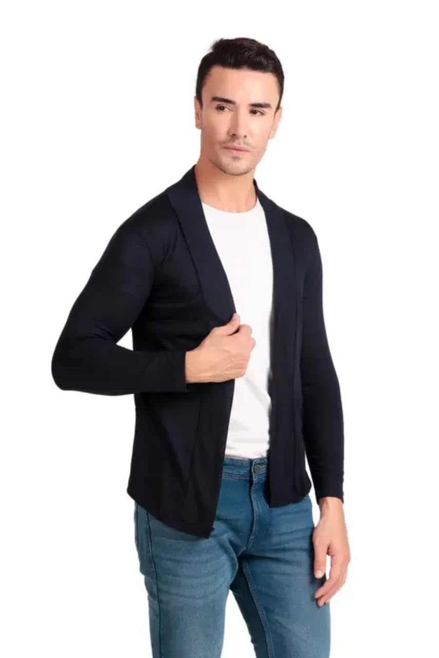 Men's Cotton Long Sleeves Slim Fit Open Long Cardigan Stylish and Comfortable Wardrobe Essential