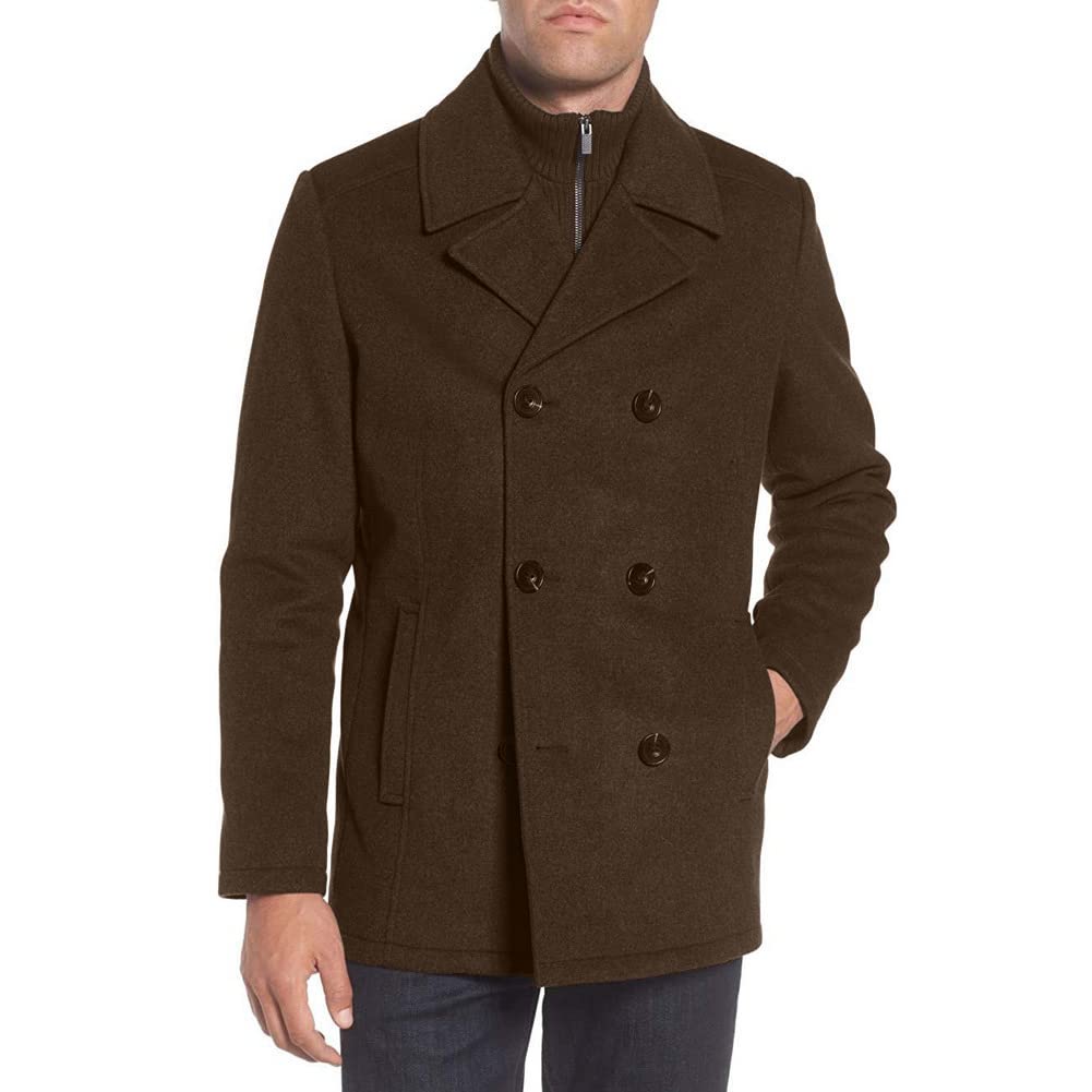 Kenneth Cole Men's Double Breasted Bib Peacoat