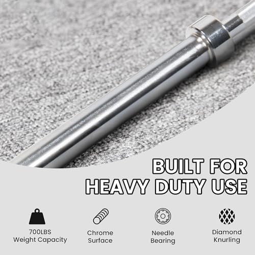 Fitvids 2 Inch Olympic Barbell Bar, 5 Feet Bar with Collar for Home Gym Strength Training, weight lifting, Bench Press, 700 LB Capacity by Fitvids - Image 3