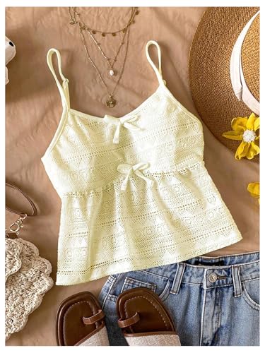 SOLY HUX Girl's Summer Lace Hollow Out Bowknot Cami Tank Top Spaghetti Strap Cute Camisole3