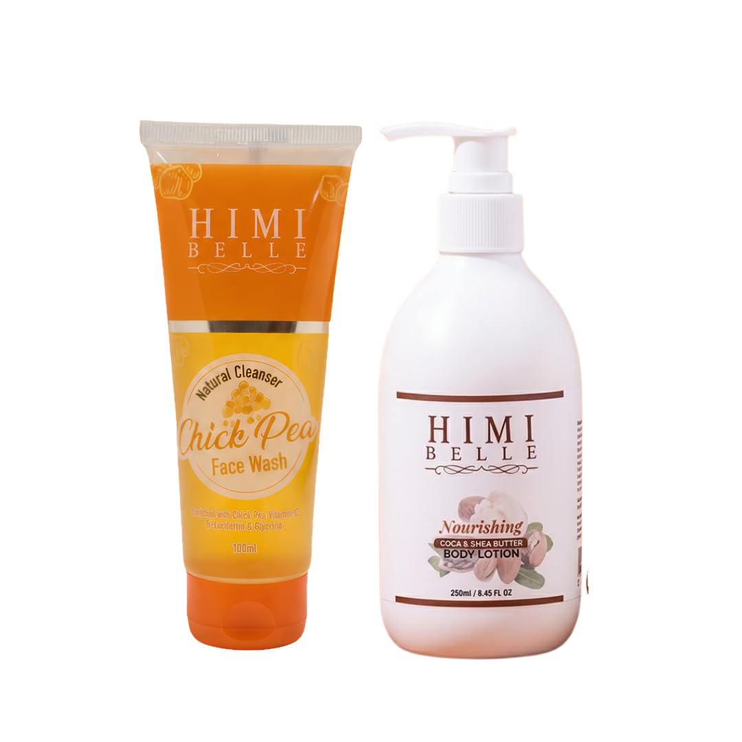 Natural Revitalizing Duo | Chick Pea Face Wash and Cocoa Shea Body Lotion | Deep Cleansing Mask and Intense Hydration Moisturizing Skincare Set for All Skin Types-image-3