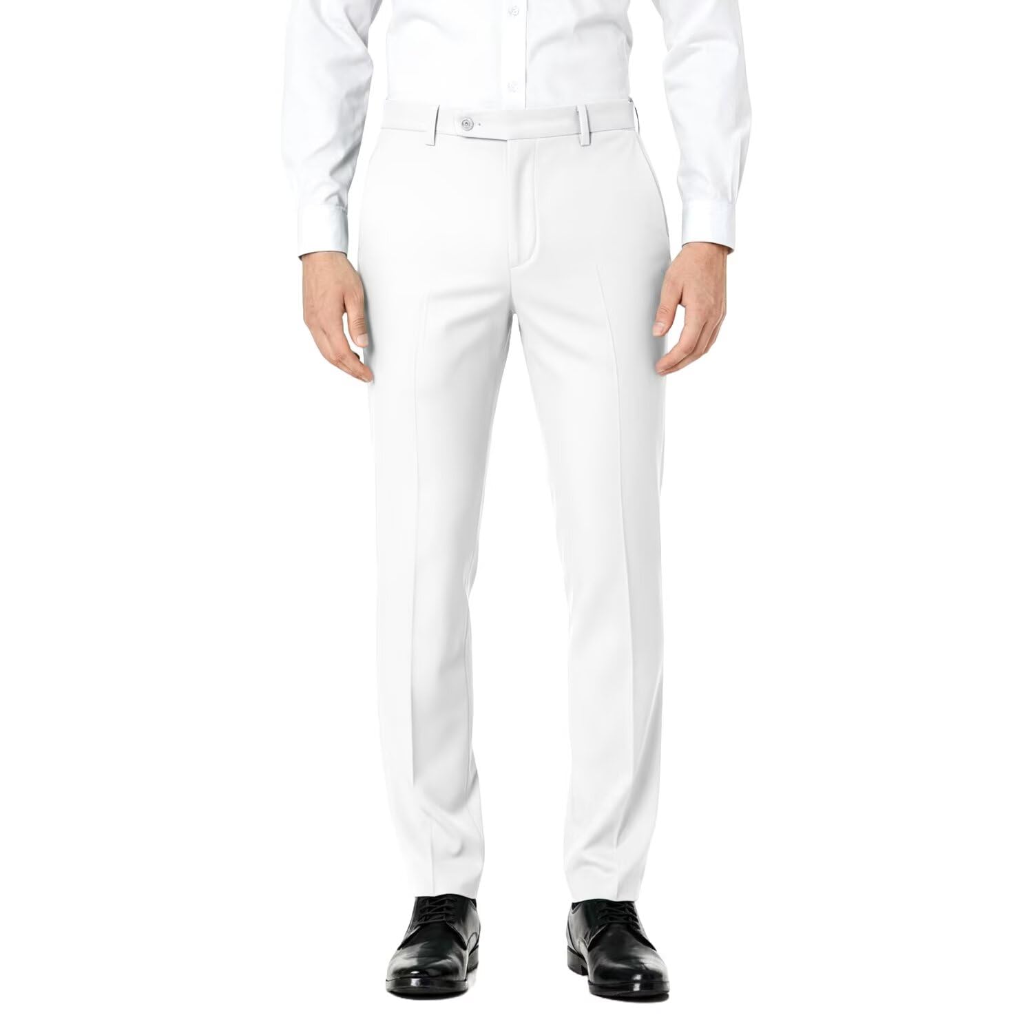 Bofan Mens Suit Pants Expandable-Waist Flat Front Straight Fit Suit Trousers for Men