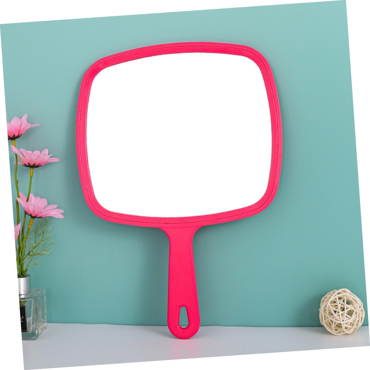 2pcs Handheld Makeup Mirror High Definition Portable Cosmetic Mirror for Women Stylish Handle for Daily Use and Outdoor Activities