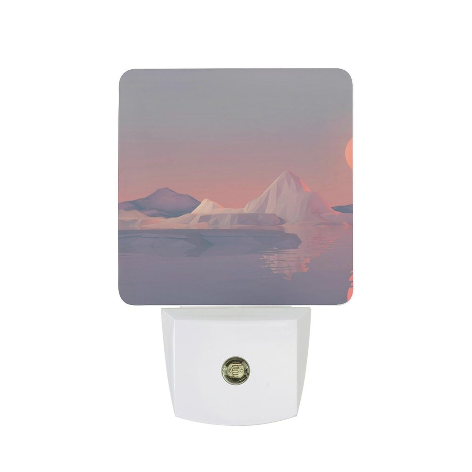 Sundown on Ice Night Lights Plug Into Wall for Boys Girls Bedroom Decorative Square Nightlight Led Lamp Sleep Friendly