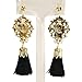 Gold Tassel Party Earrings Bohemian Vintage Antique Ethnic Beads Tassel Chandelier Big Statement Dangle Drop Earring, Black