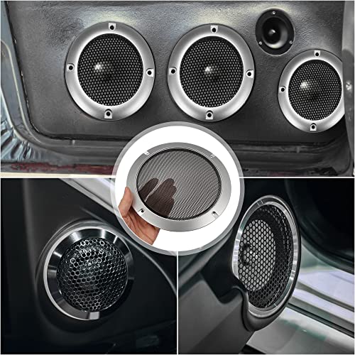 X AUTOHAUX 2pcs 6.5" Car Speaker Grille Cover Trims Round Grille Silver Tone, Silver Tone, Black, 6.5 Inch - Image 3
