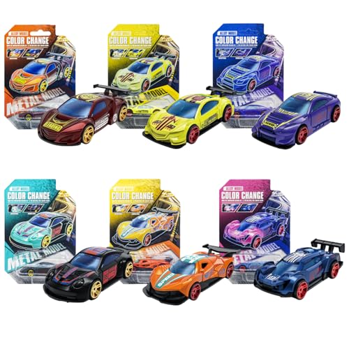DiiWmme Street Machines Water Activated Color Change Cars 6-Pack Alloy Toy Cars for Kids Color Changing Bath Toys for Boys and Girls Ages 3 for Birthdays Christmas (D 6 Pack)