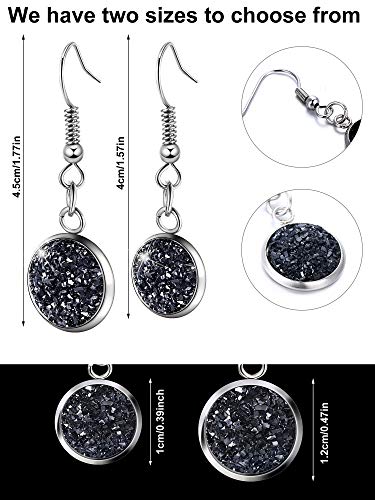 16 Pairs Faux Druzy Dangle Earrings Colorful Druzy Drop Earrings Resin Crystal Earrings for Women Girls (12 mm)4