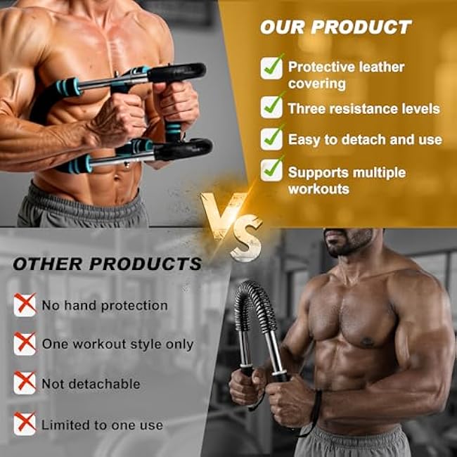 Twister Arm Exerciser Bar ¨C Heavy Duty Adjustable Resistance (60-110 lbs) for Chest, Arms & Shoulders ¨C Portable Home Fitness Equipment for Strength Training Anywhere