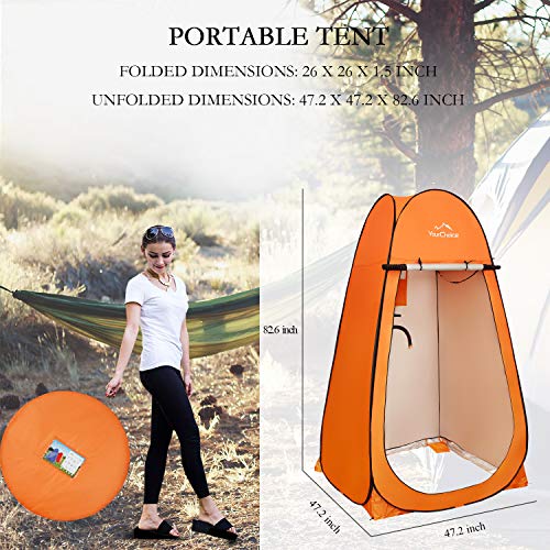 Image of Your Choice Pop Up Shower Tent 47.2 inch Wx74.8 /82.7 inch H Privacy Changing Tent | Waterproof Silver Coating Portable Shelter with Carry Bag for Camping, Beach, RV, Hiking, Fishing