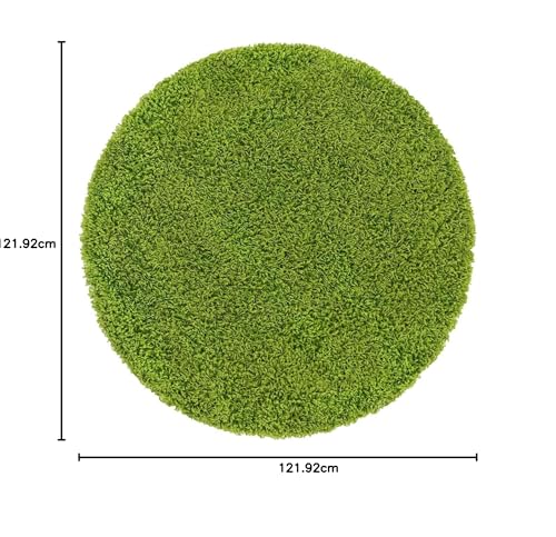 Image of CD Carpet Anti Slip Shaggy Fluffy Fur Rugs and Carpet for Living Room Bedroom Kids Room Plain Circle Carpets for Home with 2 Inch Thickness (Color Green /Plain Size 4x4 Feet Round)