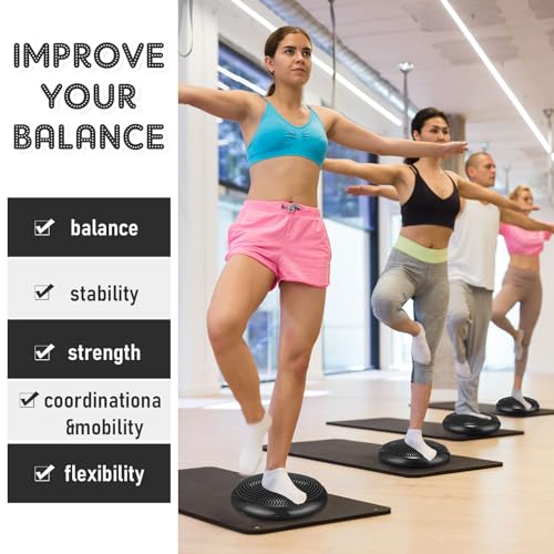 Image of Jerify 4 Pcs Wiggle Seat Flexible Inflated Wobble Cushion Stability Balance Pad Balance Disc Sensory Seat for Men Women Fitness Physical Exercise Improving Posture Home Office