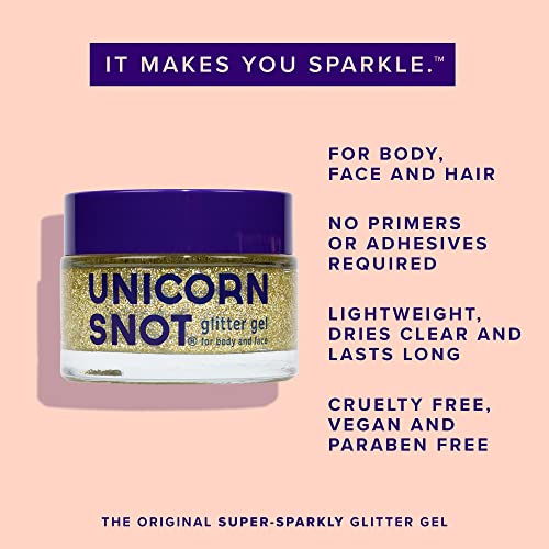 Unicorn Snot Holographic Body Glitter Gel For Body, Face, Hair - Vegan & Cruelty Free - 1.7 Oz (Gold) #TOP1