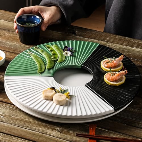 Plato para sushi de cerámica de 11 pulg forma abanico blanco miniatura 5