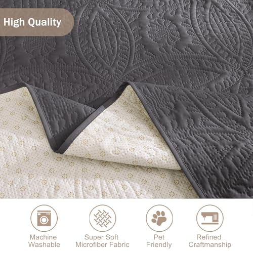 Image of Quilted Recliner Chair Covers,Water-Repellent Recliner Slipcovers, Lazy Boy Recliner Cover Snug Fit, Pet Friendly Recliner Cover for Dogs Cats, Washable Couch Protector (Recliner 22 inch, Gray)