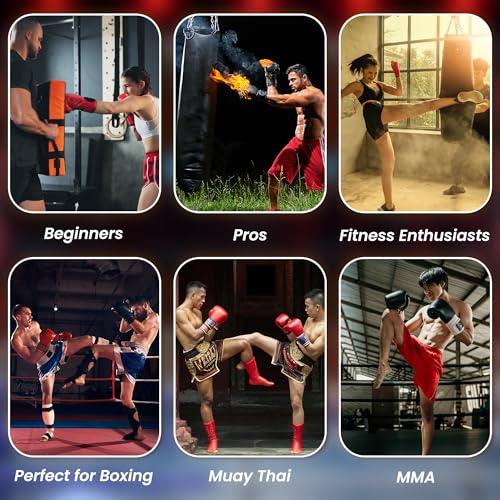 Image of Pulseit Boxing Gloves for Men & Women | Premium PU Leather | Training, Sparring, Kickboxing, Muay Thai & MMA | Multi-Layer Foam Padding, Wrist Support, Breathable (Red)