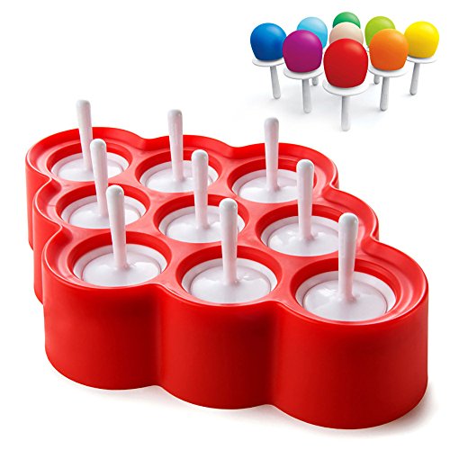 Mystery&Melody Mini-EIS-Schimmel-Silikon-Bar-Form-Set EIS-Lolly-Formen Wiederverwendbare DIY Gefrorene EIS-Pop-Formen EIS-Lolly (Red)