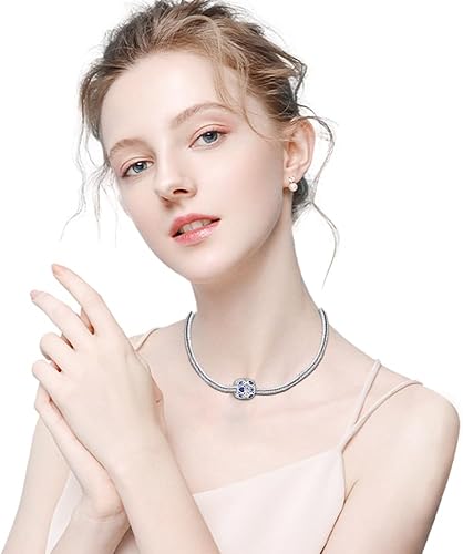 Miniatura 4 de Dijes de piedra natal con forma de corazón para pulseras y collares, plata de ley 925 con circonita cúbica 5A