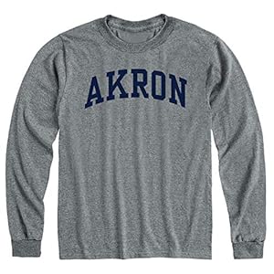 Barnesmith University of Akron Zips Long Sleeve Adult Unisex T-Shirt, Classic, Charcoal Grey, Small