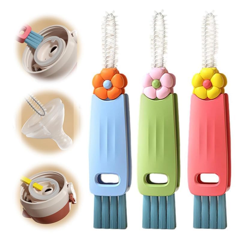 Image of 3 in 1 Cup Lid Cleaning Brush, 2024 Multifunctional Crevice Portable Cup Lid Cleaning Brush for Bottle Gap Tight Spaces Cup (B-3 PCS)