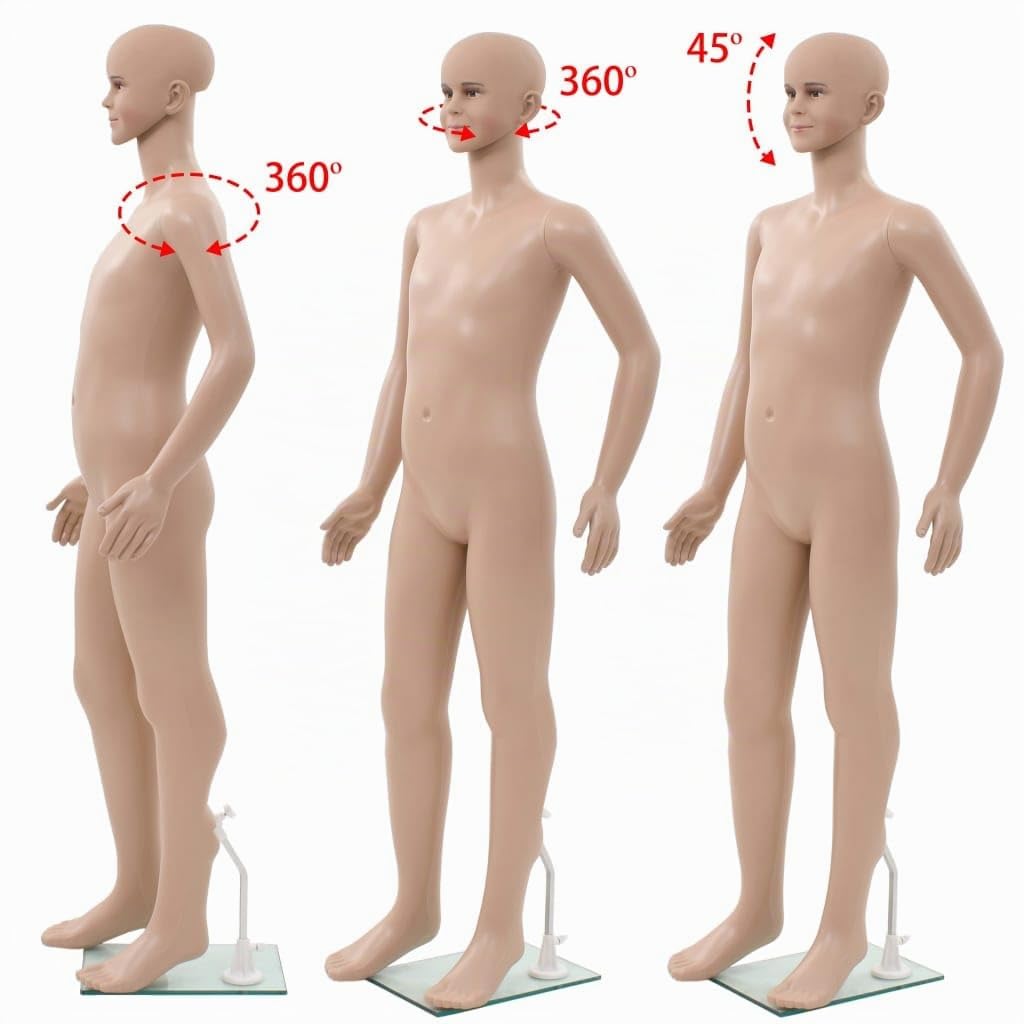 vidaXL Maniquí Niño Cuerpo Completo Beige 140 cm Vidrio Muñeco Modelo de Ropa