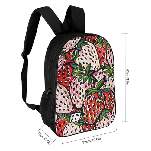 Cartoon Strawberries Stacked Unisex Backpack 17" Casual Daypacks Simple Shoulders Bag for Camping Hiking Travel Gear2