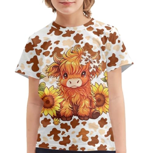 Image of Xhuibop Kids Tshirts Girls Boys 3-16 Years Summer Clothes for Teens Loose Fitting Tops