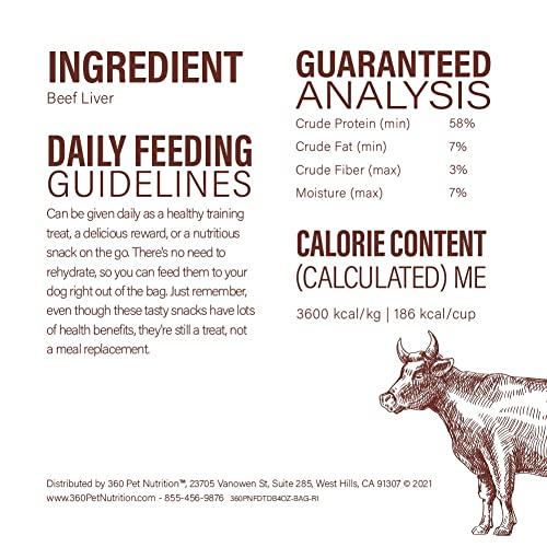 360 Pet Diet Freeze Dried Beef Liver Uncooked Single Ingredient Treats, Made in The USA, 4 Ounce (Beef Liver) 360 Pet Diet Freeze Dried Beef Liver Uncooked Single Ingredient Treats, Made in The USA, 4 Ounce (Beef Liver)