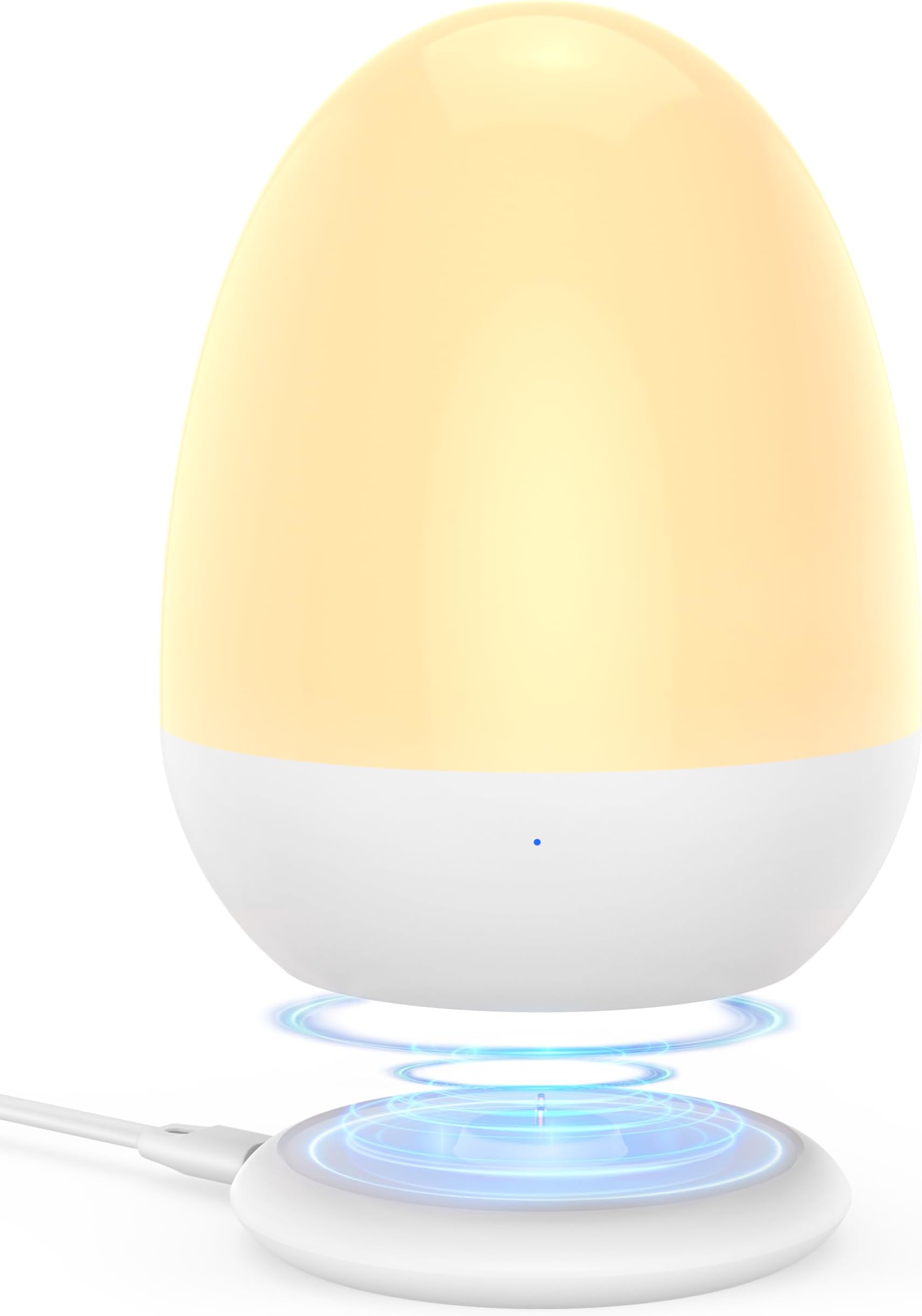 Baby Night Light for Kid, Portable Egg Nightlight with Stable Charging Pad, Touch Nursery Night Lamp for Breastfeeding, Toddler Night Light for Bedroom, Timer Setting, ABS+PC, White-2