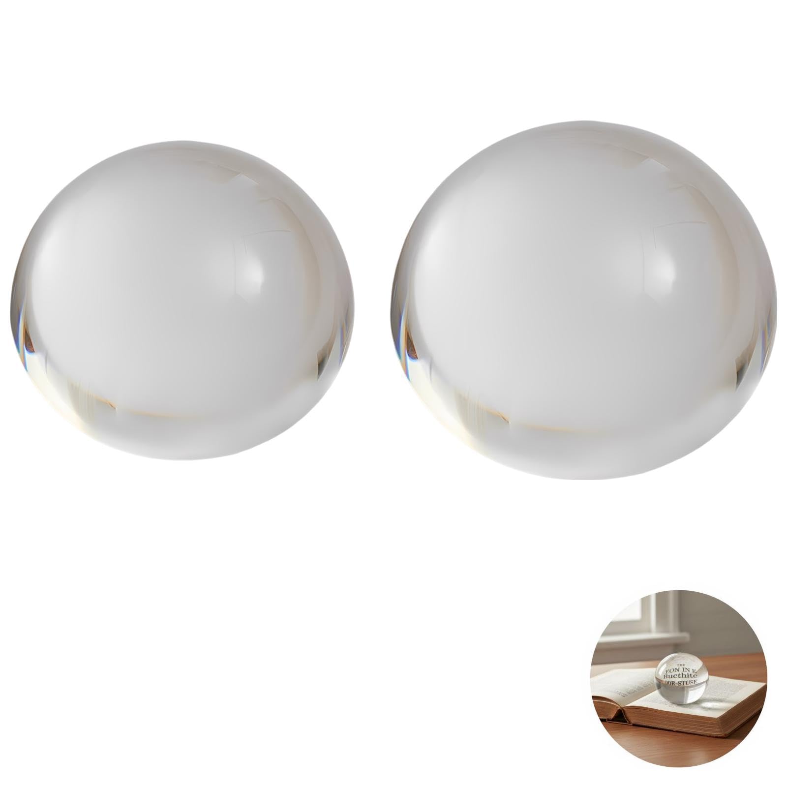 2 Stück Kristall-Halbkugel-Lupenset, 2,4 in / 6 cm und 3,1 in / 8 cm Kuppellupe, Lesevergrößerung aus klarem optischem Glas für Senioren, als Briefbeschwerer, Büro- und Wohn Deko