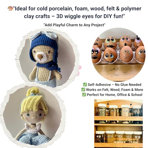 Image of 3D Resin Doll Eyes - 7mm Self-Adhesive Craft Eyes (24 pcs / 12 Pairs) - Realistic Cabochon Eyes for Amigurumi, Dolls, Polymer Clay, Cold Porcelain, Felt & DIY Crafts (Assorted Iris Colors)