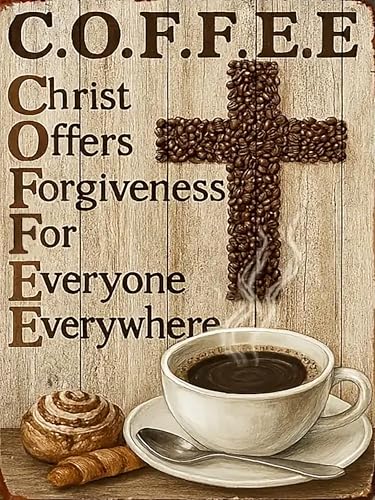 croshom Coffee Diamond Art Kits for Adults, Christian Diamond Art Painting Kits for Adults Beginners, 5D DIY Full Drills Gem Craft for Gifts, Home Wall Decor 11.8" x 15.7"